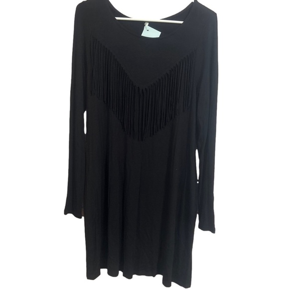 mittoshop Dresses & Skirts - NWT Boutique Mittoshop Fringe Boho Black Dress Medium